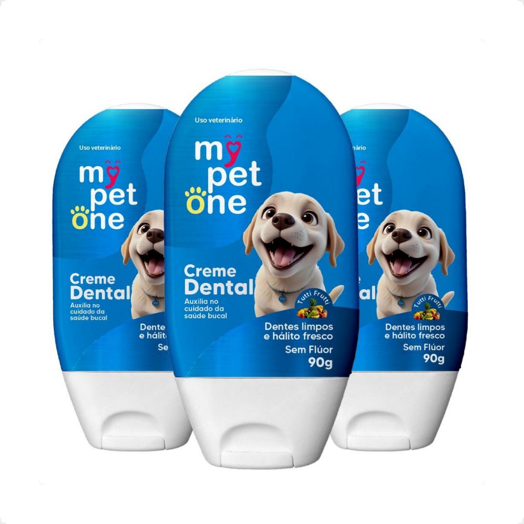 Kit 3 Creme Dental Tutti Frutti para Cães e Gatos Mypetone - 90g em Oferta na Shopee