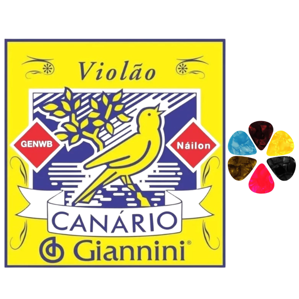 Cordas para Violao encordoamento Giannini Nylon Canario Genw com Palheta Brinde GENW