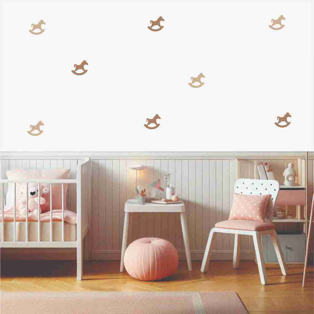 Adesivos De Parede de 100 cavalos cavalos de balanço 7cm tons de café em Oferta na Shopee
