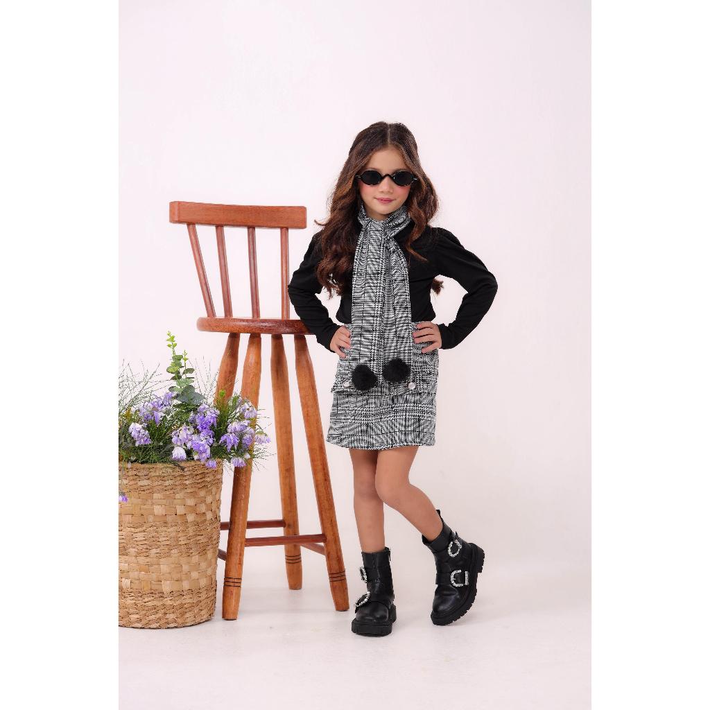 Conjunto Infantil Menina Modinha Blogueirinha Ou Vestido Infantil Festa Inverno Ou Macaquinho Stitch