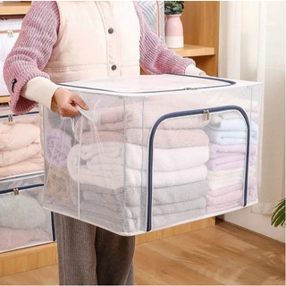 Organizador Multiuso Caixa Organizadora De Guarda Roupa Flexivel Com Ziper 50x40x30cm Gra…
