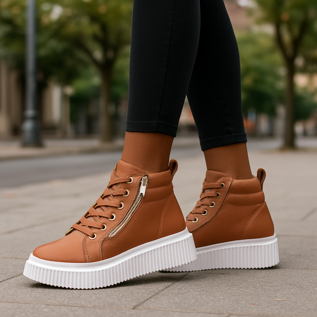 Tenis Feminino Cano longo com Ziper e Sola Plataforma. Bota estilo academia.