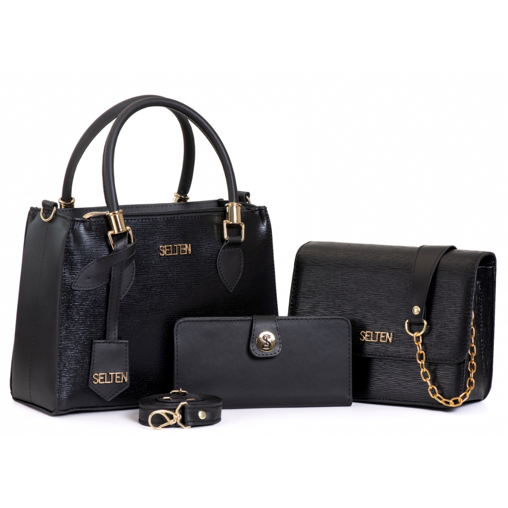 Kit Bolsas Femininas Transversal + Bolsa Alça Corrente + Carteira Feminina