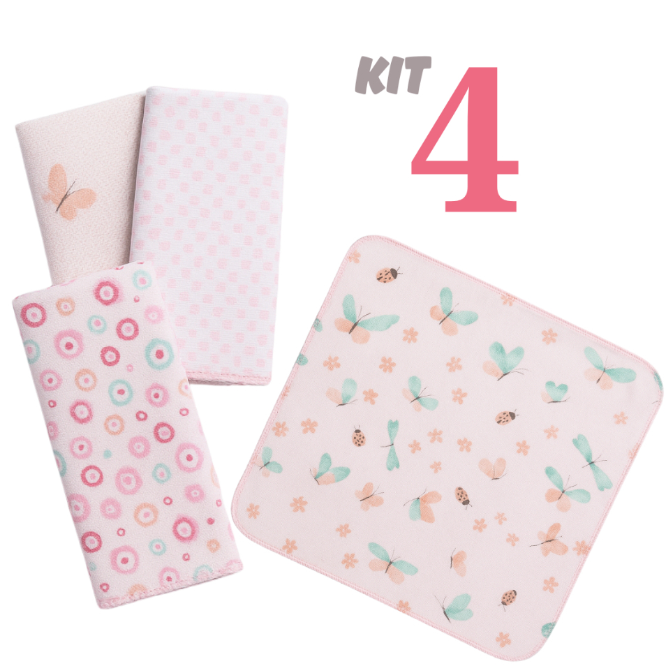 Kit 4 Paninhos de Boca Para Bebê 100% Algodão