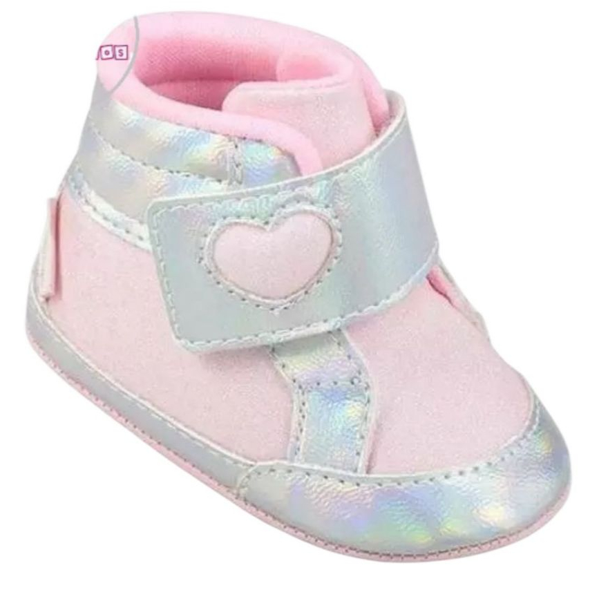 Tênis Pampili Bebê Infantil 379.695 Rosa e Prata / Rosa Bebê