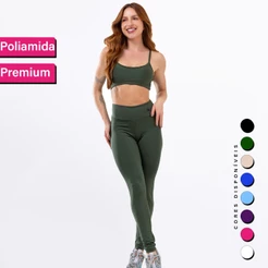 Calça Legging Fitness Cintura Alta Poliamida Premium Zero Transparência Básico Corrida Inverno