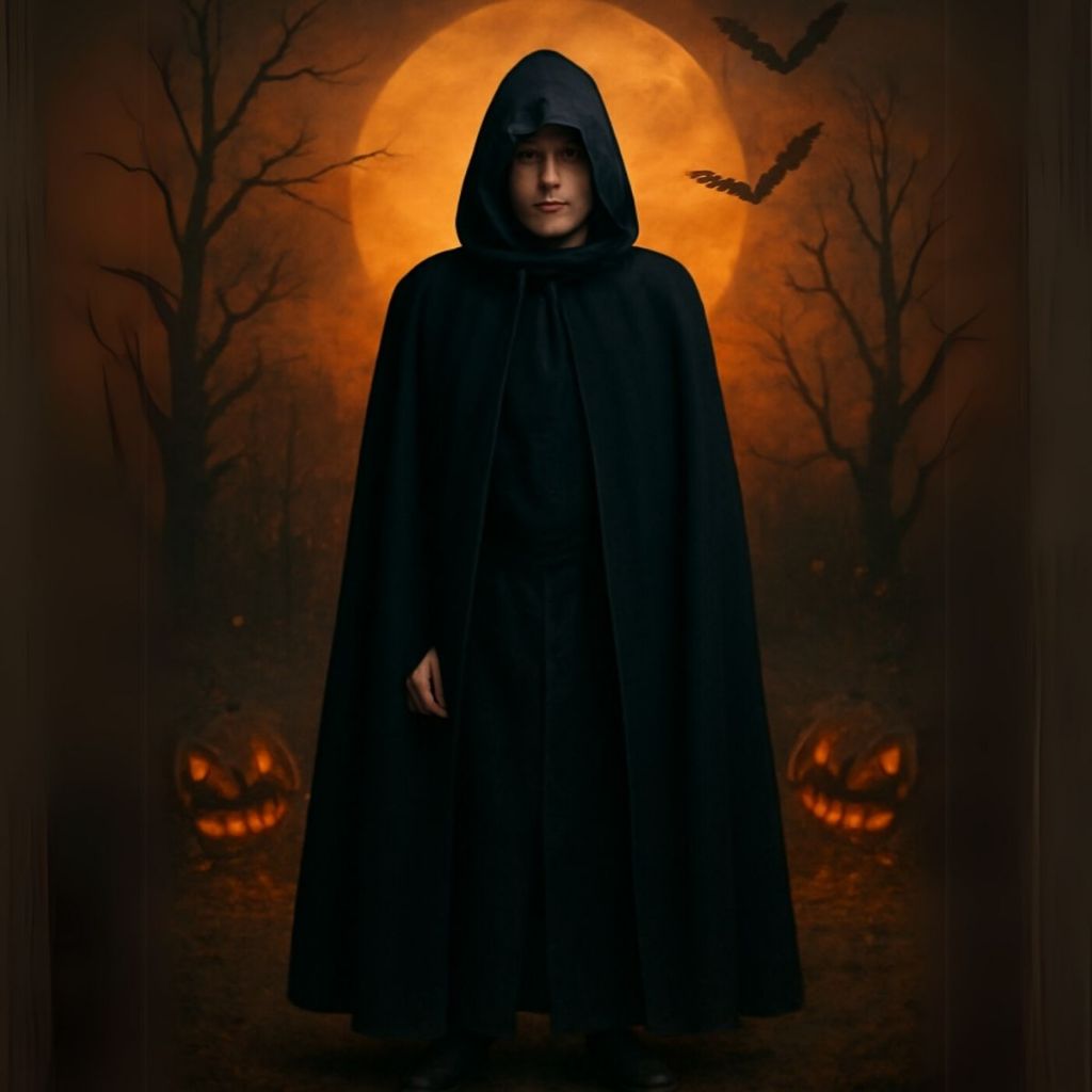 Capa De Bruxa Vampiro Drácula Halloween Capa Preta De Vampiro Capuz Fantasia Halloween 120cm/140cm em Oferta na Shopee