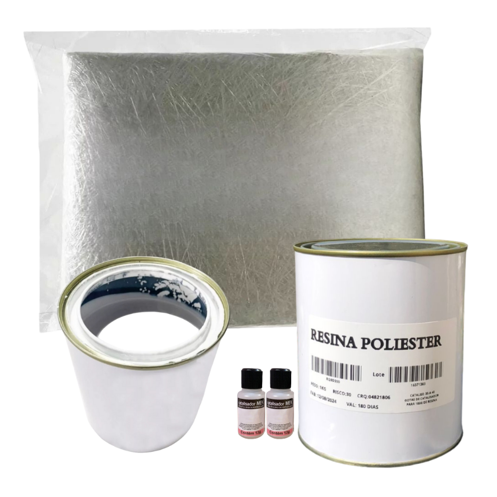 Kit Reparo Para Piscinas Manta Fibra de Vidro 1.40 x 20 + GelCoat Tinta Branca
