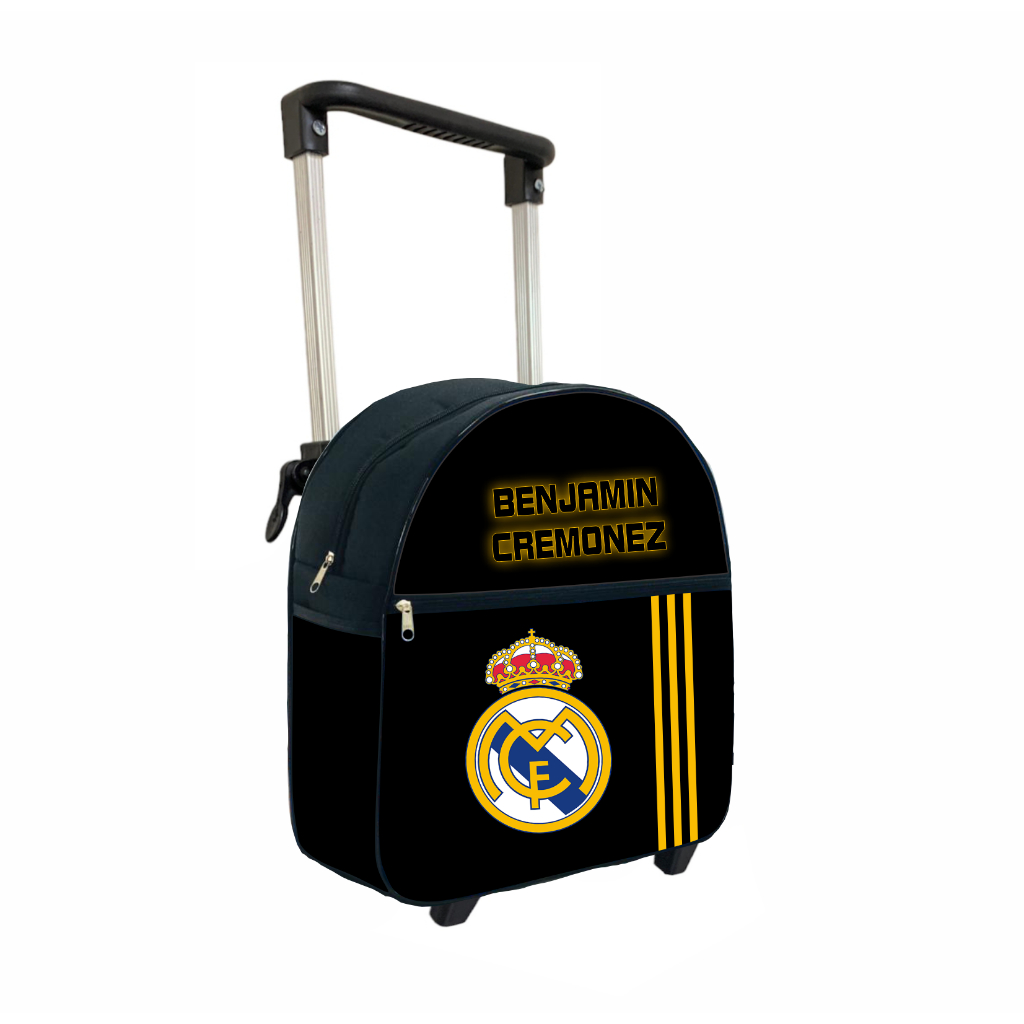 Mochila de rodinhas Real Madrid personalizada com o nome