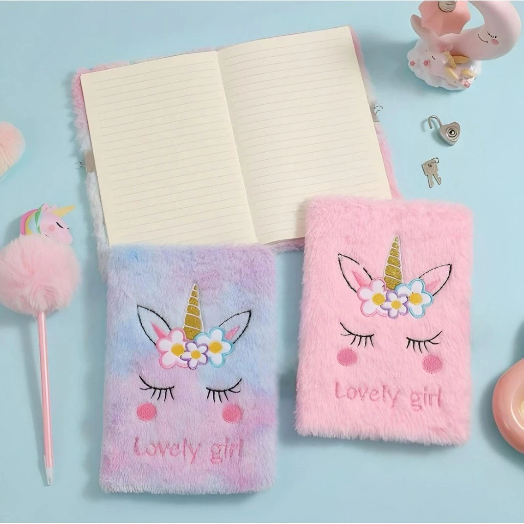 Caderno de Pelúcia Diário Tie-Dye Fofo Kawaii Neon Candy Color Papelaria Agenda 70Folhas