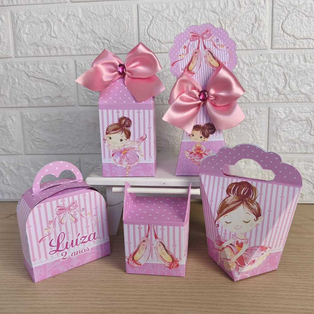 Kit Personalizados caixinhas BAILARINA AQUARELA Lembrancinha aniversário-Festa PEGUE E MONTE