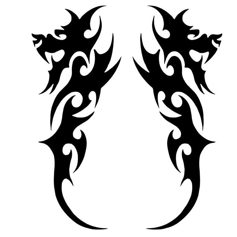 2 Adesivos Tribal Dragão Capacete Retrovisor Dois Tamanhos Carro Moto Notebook