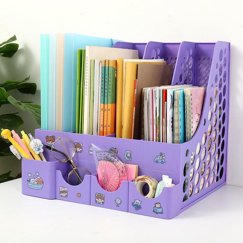 Organizador de Papéis e Mesa Porta Treco 3 e 4 Divisórias com Adesivos Fofos - Escritório/...