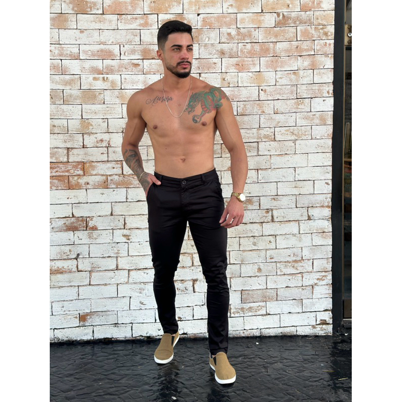 Calça Masculina Alfaiataria social sporte fino modelagem slim Tecido Premium Acetinado em Oferta na Shopee