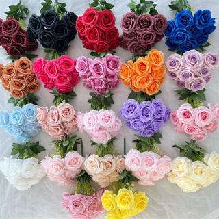 Buquê de Anna rosas com folhagem C/9 casamento Buquê de noiva casa de Decoração Decorar Festas em Oferta na Shopee