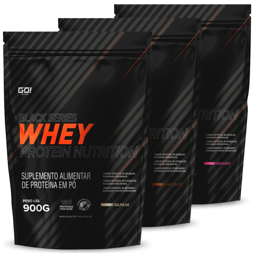Kit 3 Unidades Black Series Whey Protein Nutrition Refil 900g - GO NUTRITION