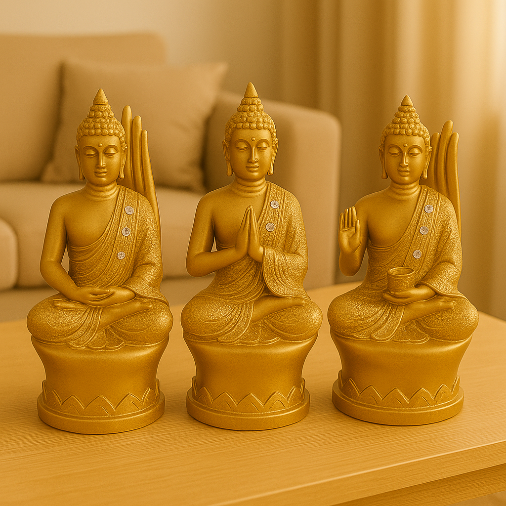 Imagem Buda Decoração Hindu Estatueta Estatua Decorativo Enfeite Sala Quarto Dourado