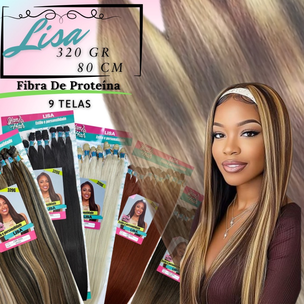 Cabelo Fibra de Proteína Liso  Longo Bio Long Hair 80 Cm 320G