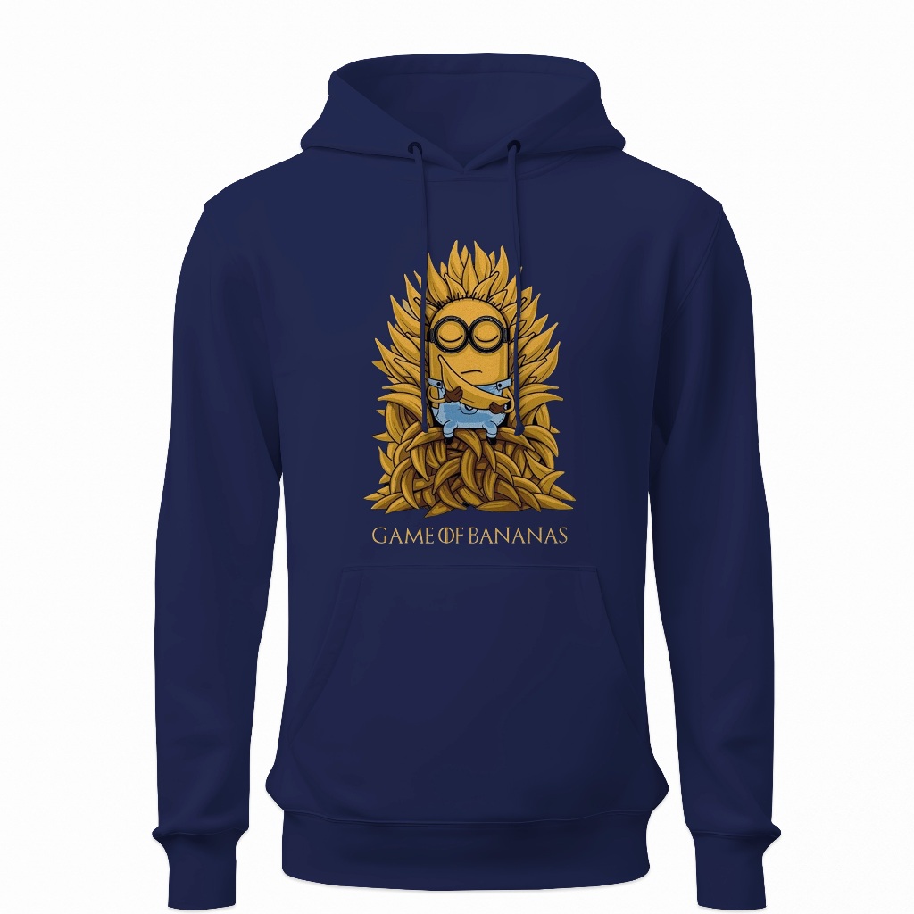 Blusa de Moletom Grosso Flanelado com Punho Estampado Game of Bananas Minions Abrigo Premium para Frio Adulto e Infantil