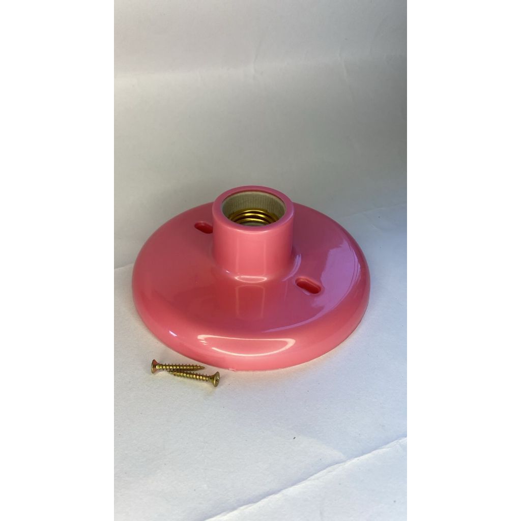 Luminaria Plafon Com Soquete De Porcelana E27 Rosa bebe quarto crianca sobrepor teto iluminacao infantil menina decora em Oferta na Shopee