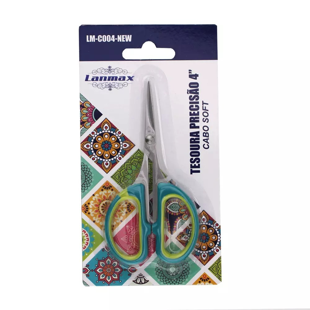 Tesoura de Precisão Soft 4"  Ponta Fina Lanmax Costura/Artesanato/Patchwork/Acabamento em Oferta na Shopee