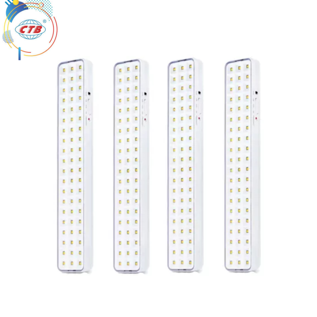 Kit 4 Luminárias de Emergência 60 Leds 6500K Luz Branca Fria Lâmpada Portátil Recarregável Bivolt 5W