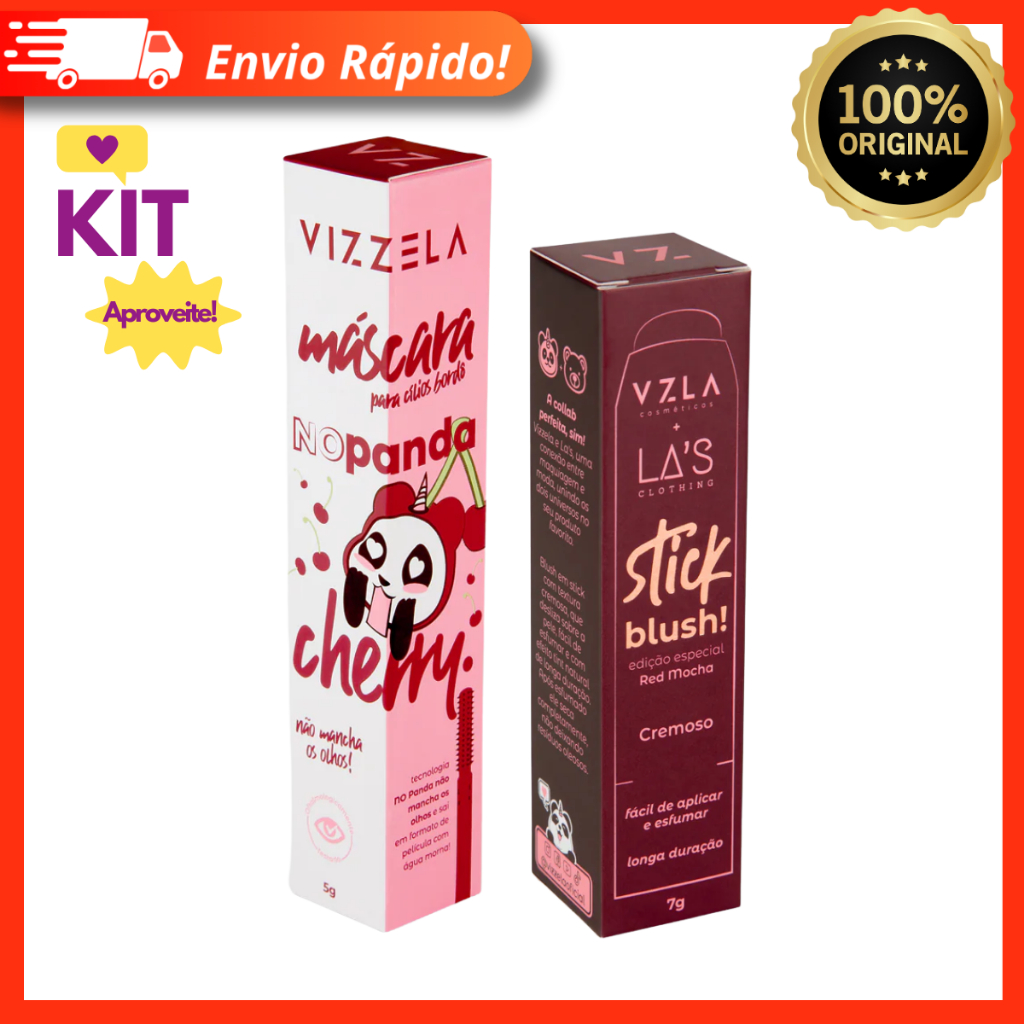Kit Blush Stick Red Mocha + No Panda Cherry - Vizzela