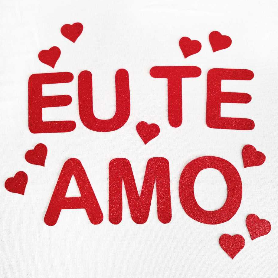 Letras de EVA com Glitter Escrita EU TE AMO + Corações Igual a Imagem