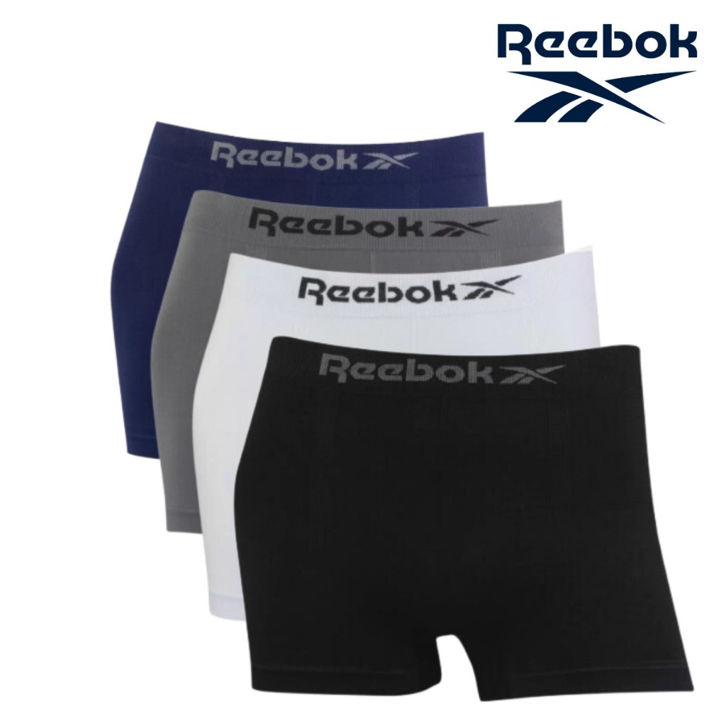 Kit 4 Cuecas Boxer Reebok Confortável Sem Costura Cores Lisas
