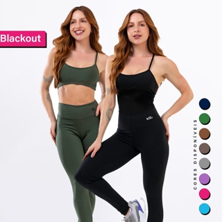 Kit Macacão Costa Nua Longo + Conjunto Fitness Top Alça Calça Legging Sem Transparência Inverno em Oferta na Shopee