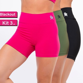 Kit 3 Short Fitness Feminino Meia Coxa Cintura Alta Zero Transparência Academia Básico em Oferta na Shopee