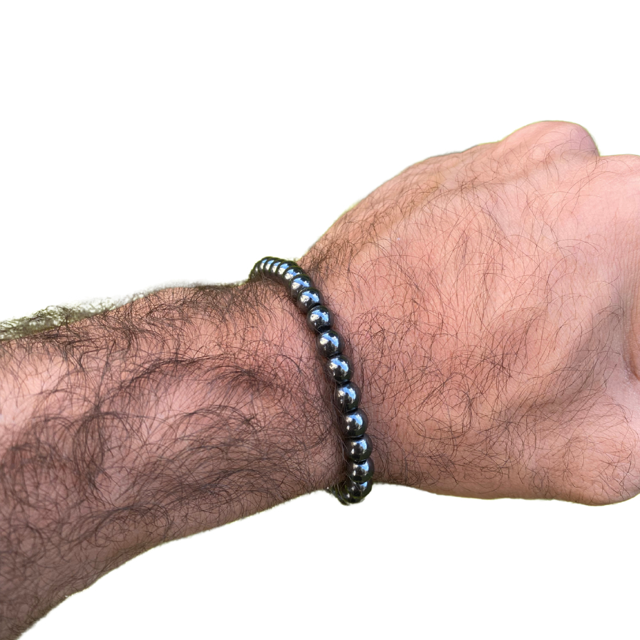 Pulseira Unissex Pedra Natural Hematita 6mm – Acessórios Pulseiras Artesanato Bijuteria Colar