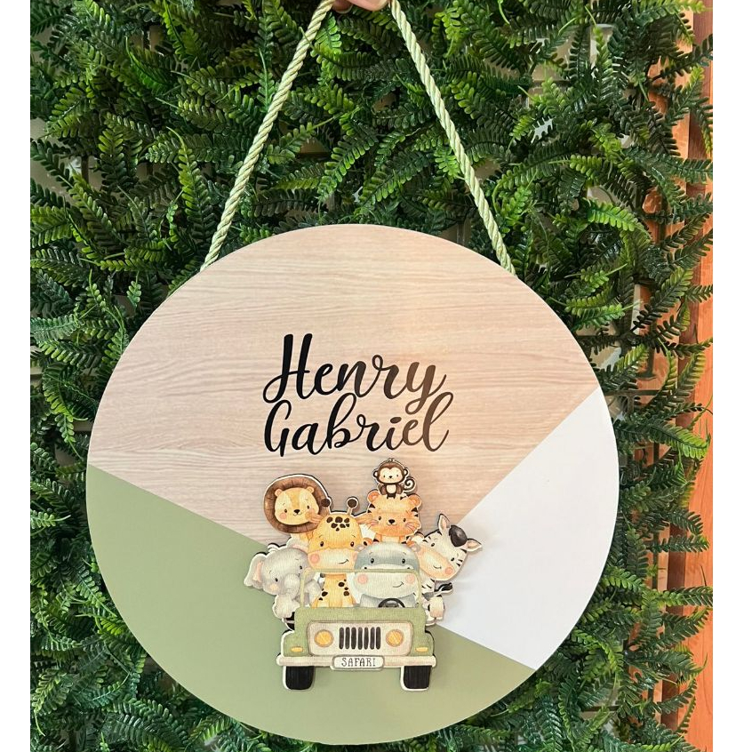 Porta Maternidade Safari com o desenho safari 3D Personalizado em Oferta na Shopee