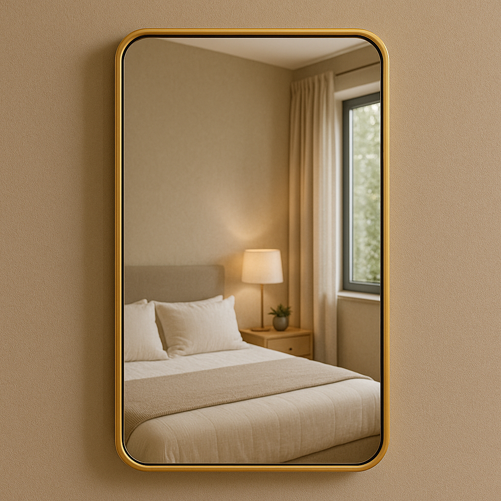 Espelho Retangular Lopazzi 70x50cm Decorativo Sala Quarto Banheiro Moldura em Alumínio