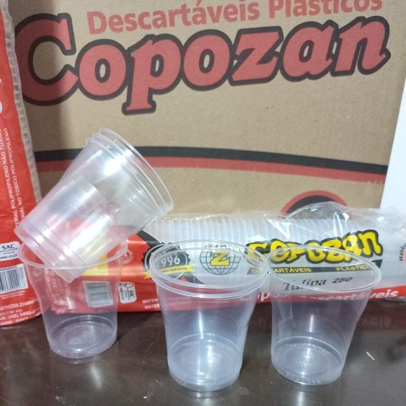 Copo Drinks 250Ml Transparente Copozan PP Caixa com 1000 Unidades.