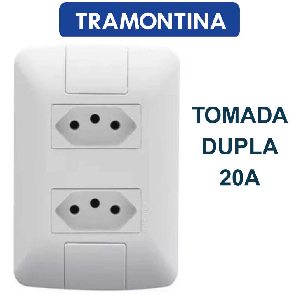 TOMADA DUPLA 20A TRAMONTINA ARIA em Oferta na Shopee