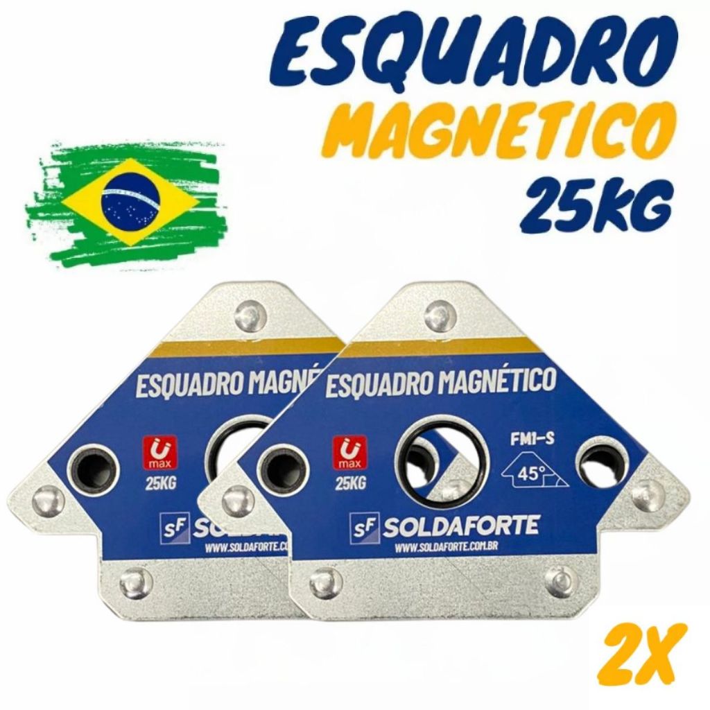 Kit Esquadro Magnético (2 Peças) para Solda 25kg - Soldaforte