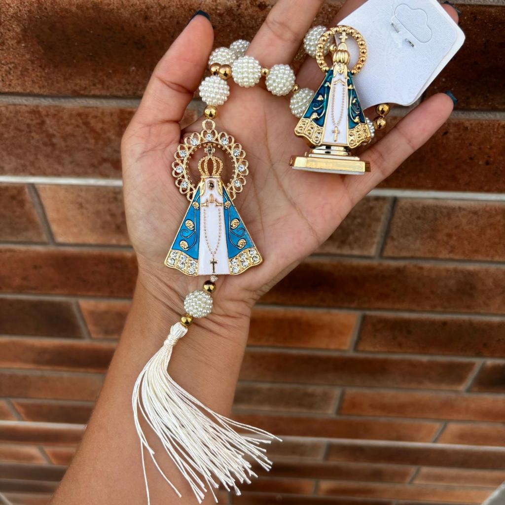 Kit para Carro Enfeite Painel Carro + Dezena com fecho de NSA Aparecida - Promoção em Oferta na Shopee