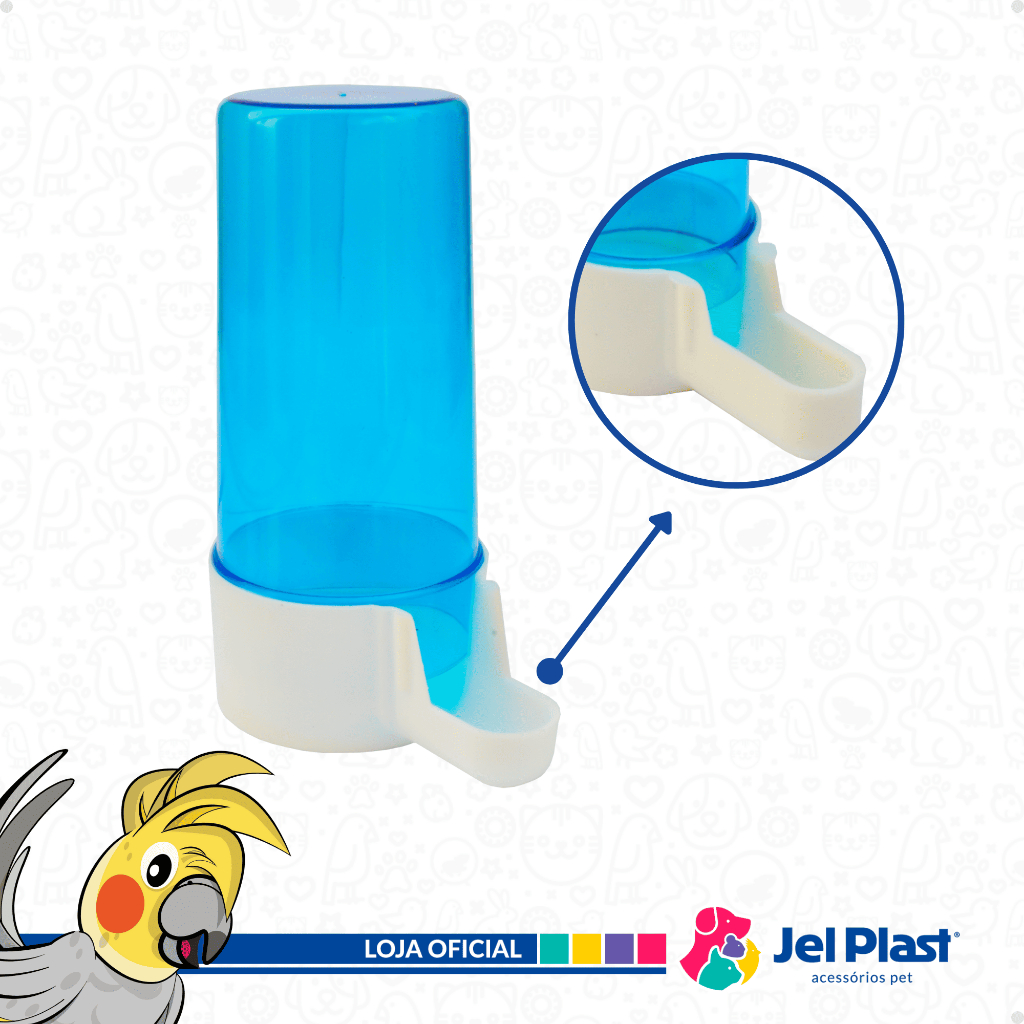 Bebedouro Para Pássaros Aves Italiano 200 ml  Malha Larga / Malha Fina Jel Plast