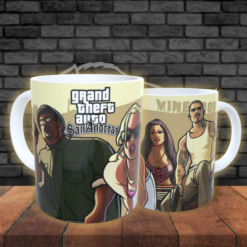 Canecas do jogo GTA (Grand Theft Auto) 5 e GTA San Andreas