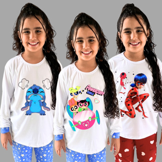 Conjunto Pijama Infantil Inverno Menina Vários Personagens Frio Inverno em Oferta na Shopee