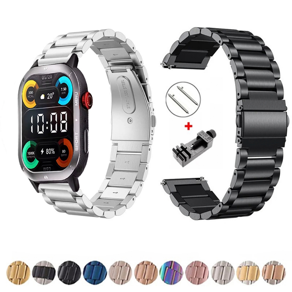 Pulseira de 22mm Metal Elos de aço inox para Smartwatch Haylou Iron NEO de Engate Rapido