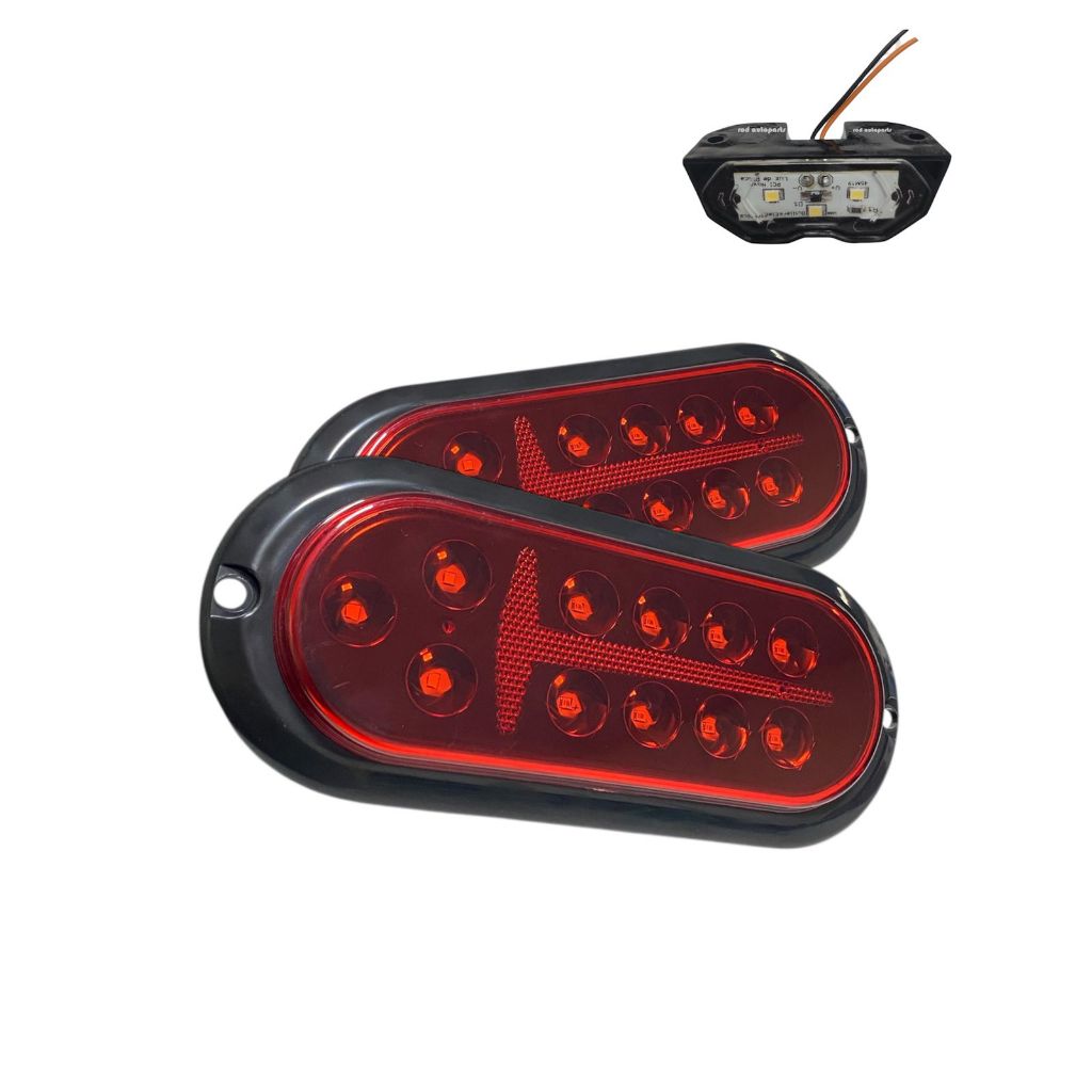 Lanternas Led Carretinha Reboque Jet Sky Barco Canoa Vermelha + Lanterna de Placa LED (par)