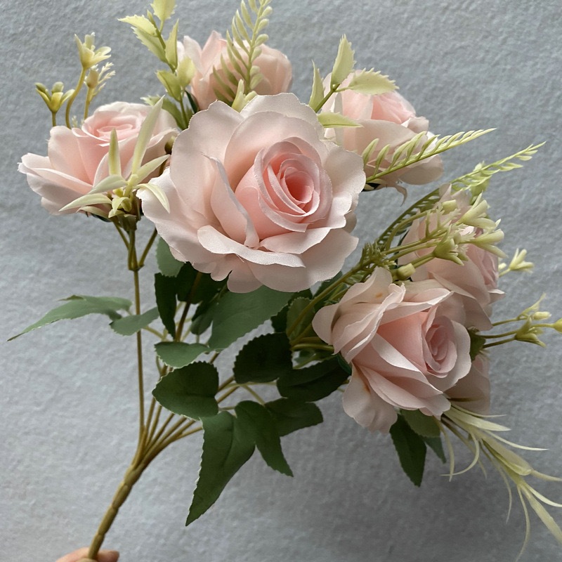 Buquê  Rosa Primavera,  Artificial C/7 Flores 30cm, Casamento, Decoração para Casa ou Festa em Oferta na Shopee