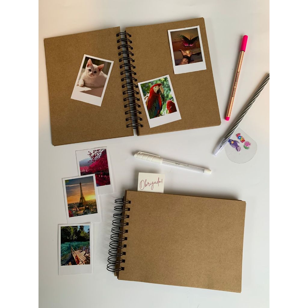 Álbum Caderno Scrapbook para Colar Fotos Papel Kraft Capa Flexivel em Oferta na Shopee