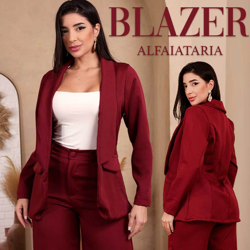 Blazer Alfaiataria Feminino Alongado Social Terninho Elegante Colete Fina em Oferta na Shopee