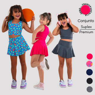 Conjunto Infatil Short Saia + Top sem Bojo Esportes Menina em Oferta na Shopee