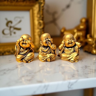 Buda Decoração Mini Budas Trio Sabedoria 10cm Budinha Monge Novo em Oferta na Shopee