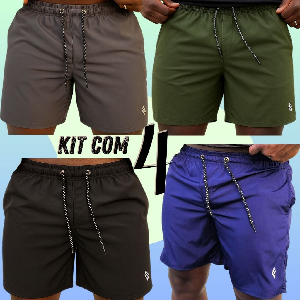 Kit 4 Shorts Tactel Masculino Bermuda Masculina Tactel Bermudas Masculinas Praia Academia Corrida