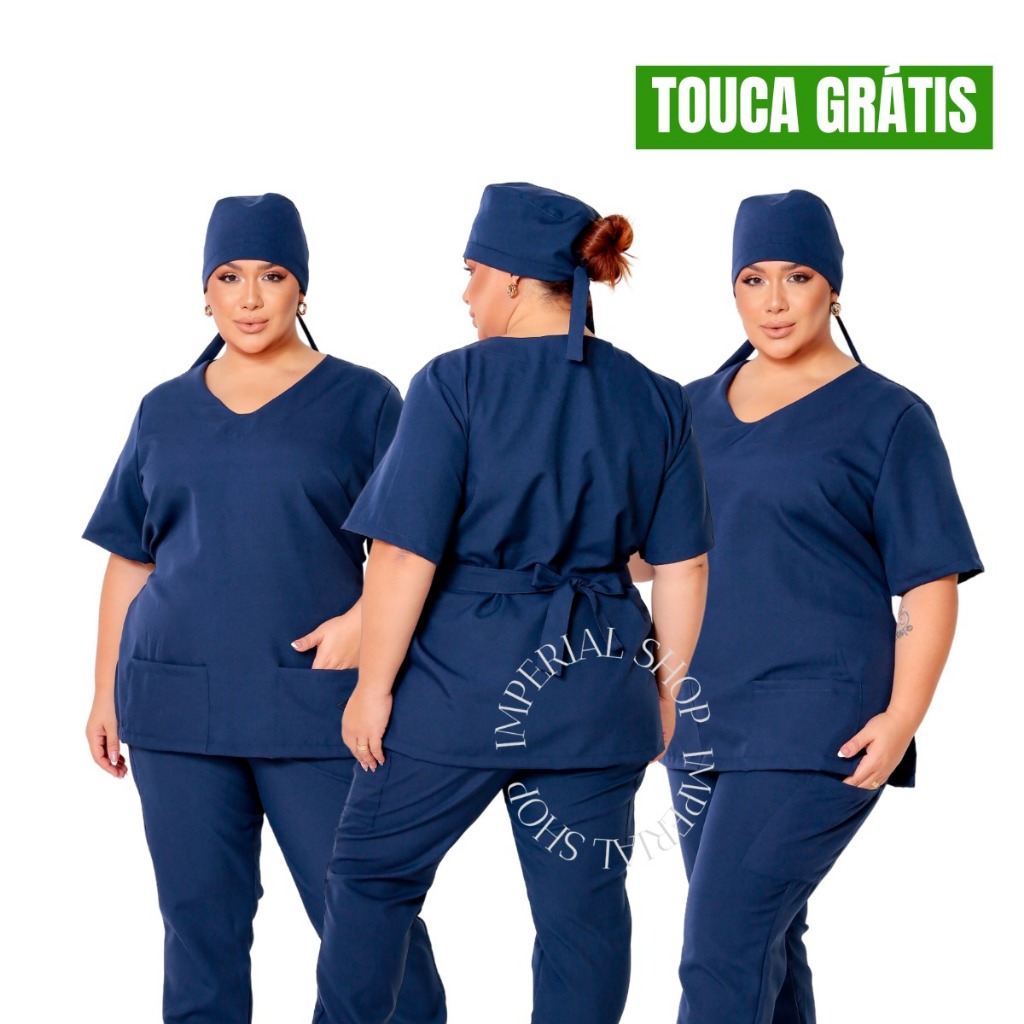 Uniforme Hospitalar Scrub + calça + TOUCA GRÁTIS! Conjunto Pijama Cirúrgico Uniforme profissional Oxfordine Feminino